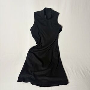 Ann Taylor Women's Black Sleeveless Mock Neck Knit Shift Dress Size M Minimalist